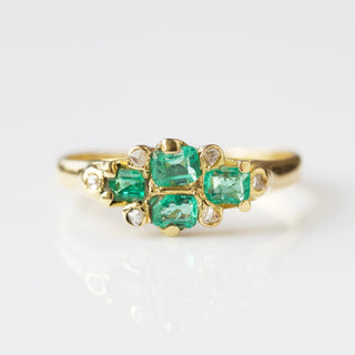 Vintage emerald & Diamond Ring - Size M 1/2