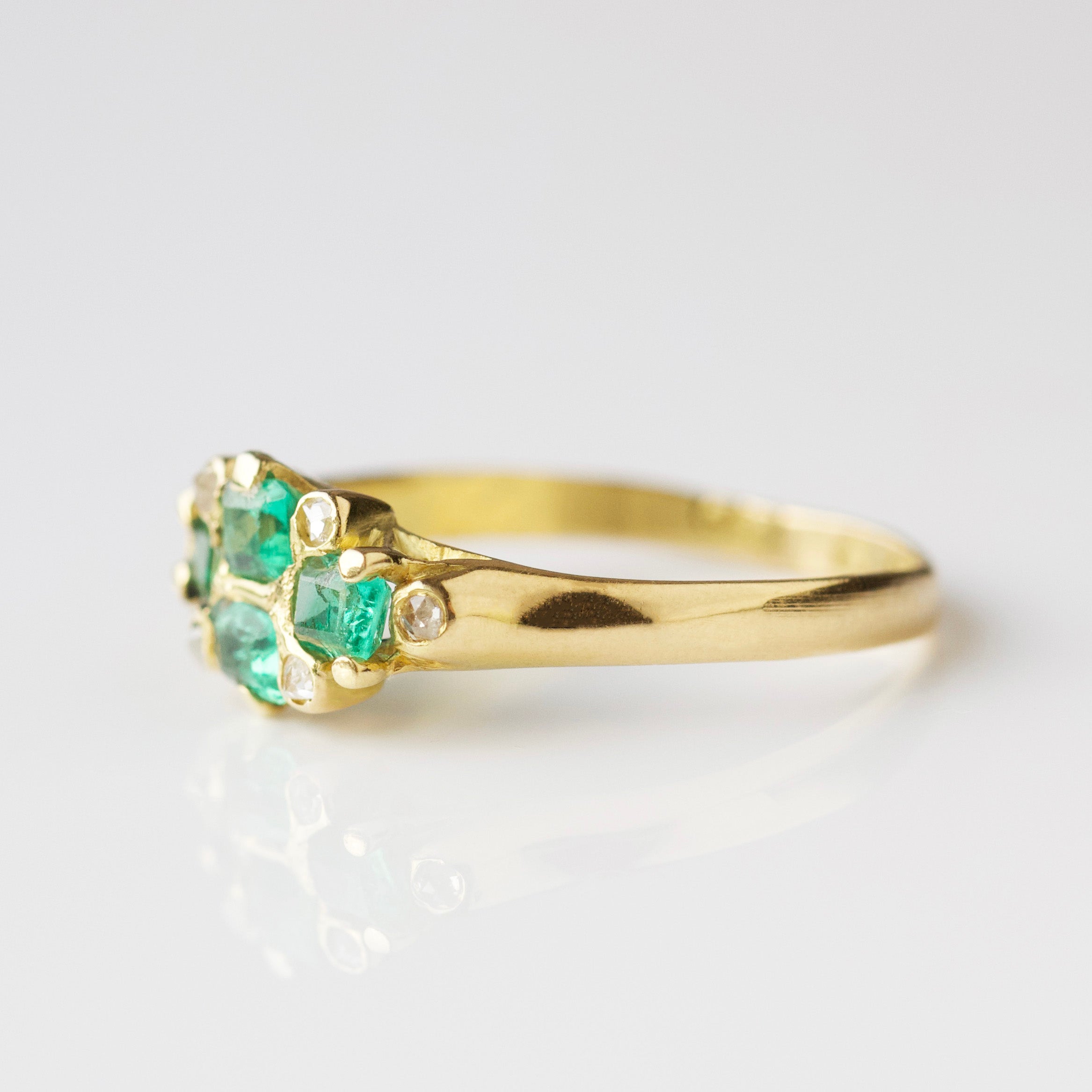 Vintage emerald & Diamond Ring - Size M 1/2