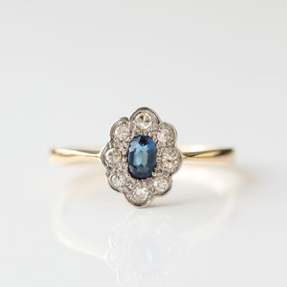 Vintage Sapphire and Diamond 18k Yellow Gold Ring - UK Size N
