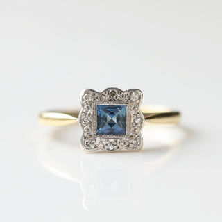 Vintage Sapphire and Diamond 18k Yellow Gold Ring - UK Size N