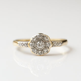 Vintage Diamond 18k Yellow Gold and Platinum Ring - UK Size Q