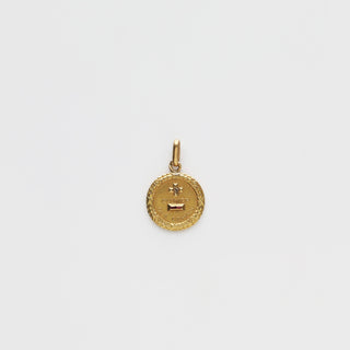 Vintage Augis 18k Solid Yellow Gold Diamond and Ruby Love Token