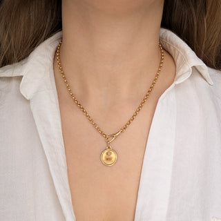 Augis 18k Solid Yellow Gold Diamond and Ruby Love Token