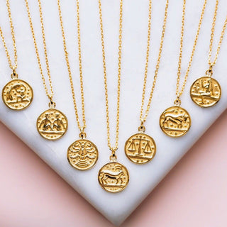 14k Gold Vermeil Horoscope Zodiac Pendant Necklace 60.00 16", Best Seller, Cosmos, Gold, necklace, Personal, under-80