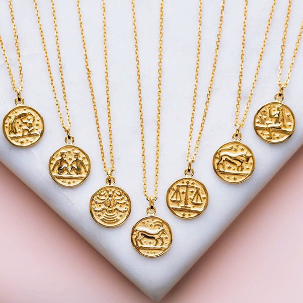 14k Gold Vermeil Horoscope Zodiac Pendant Necklace 60.00 16