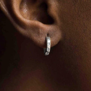 Diamond huggie hoops silver