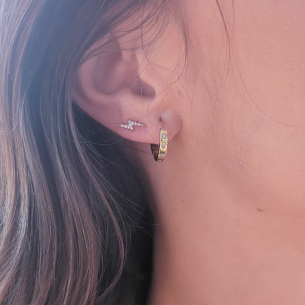 Lightning Bolt Diamond Stud Earrings