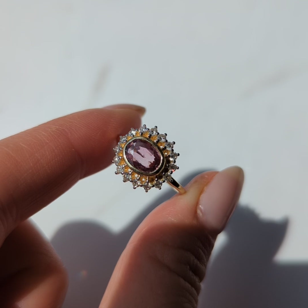 Exclusive Pink Sapphire and Diamond Ring - Size Small