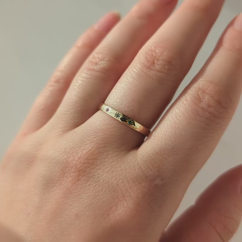 Custom Made Birthstone Star Set Band