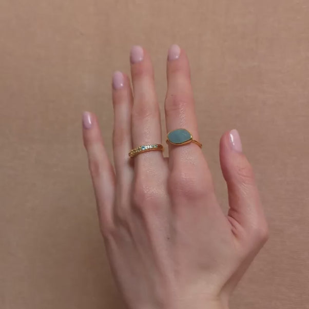 Organic milky aquamarine ring in gold