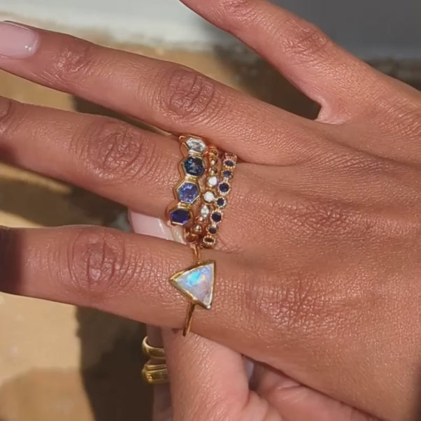 moonstone triangle ring gold