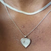 Mother of pearl heart celestial necklace in silver 