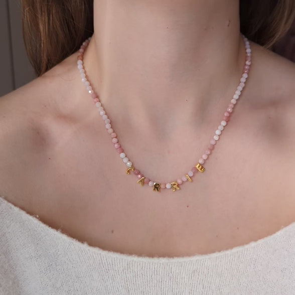 Custom Made Personalised Pink Opal necklace