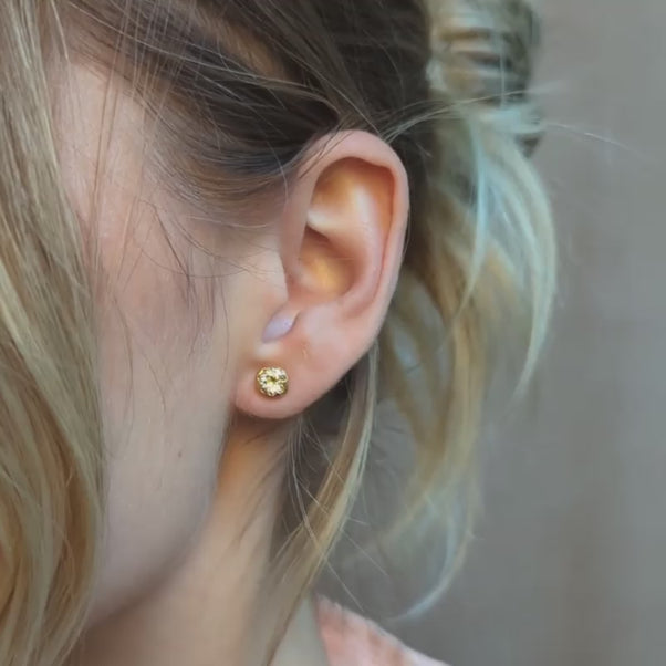 Molten Green Amethyst Stud Earrings