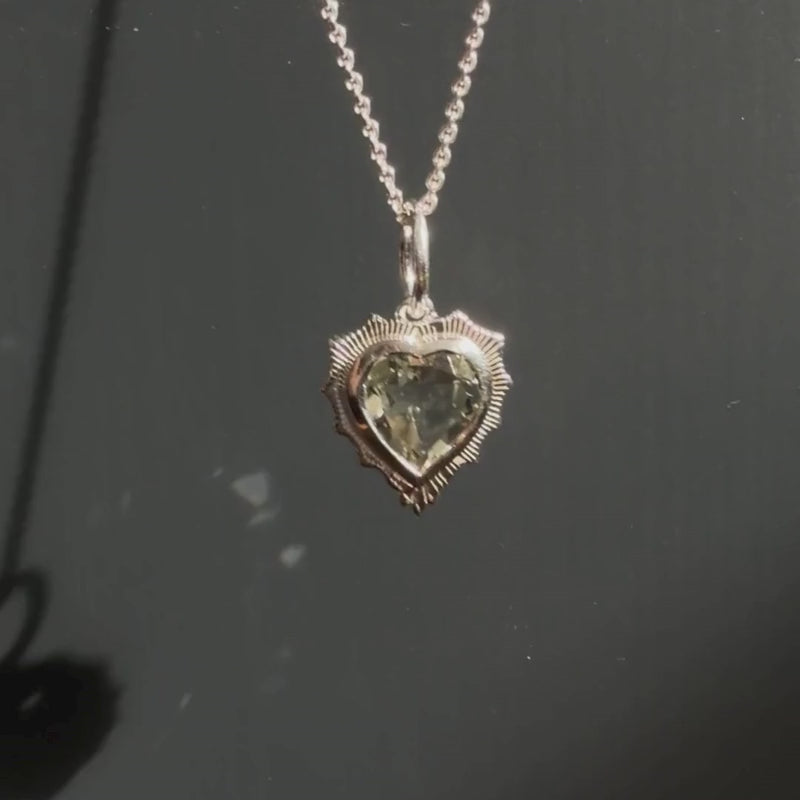 Green Amethyst Vintage Heart Pendant