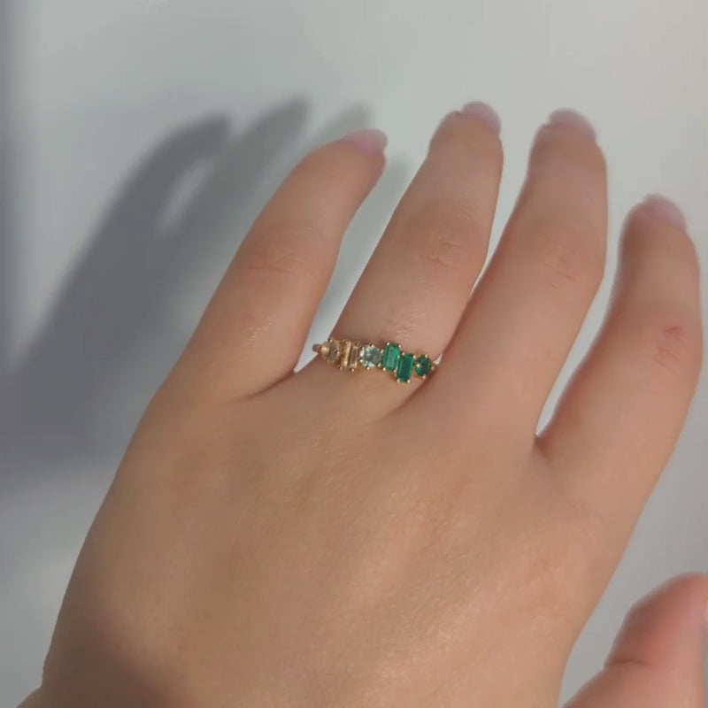 Green Gemstone Ombre Ring