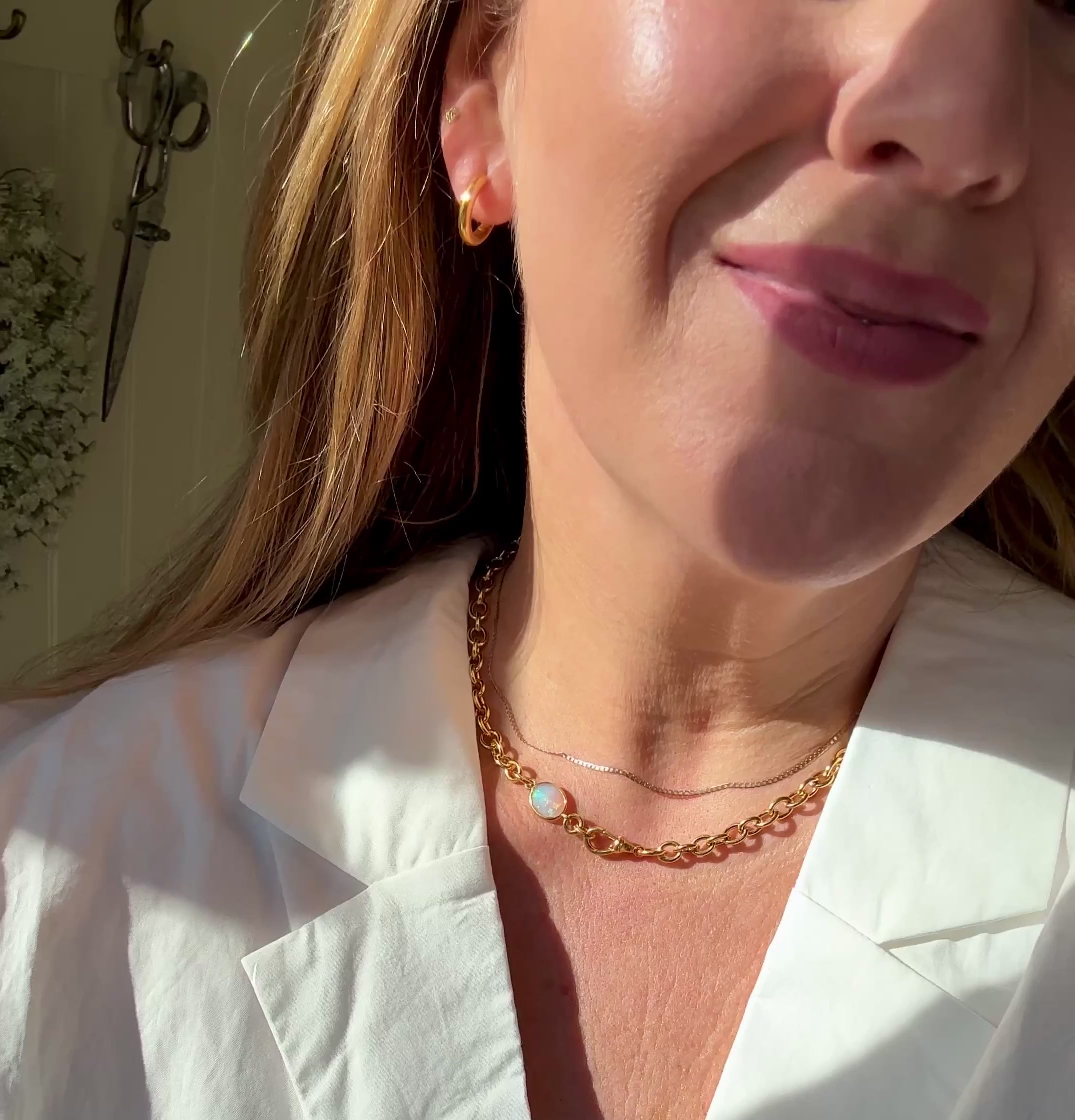 Opal chunky Chain Necklace