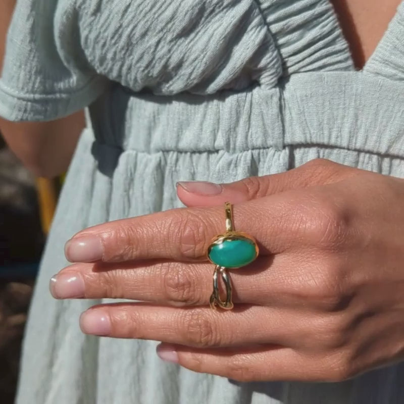 Chrysoprase Molten Statement Ring
