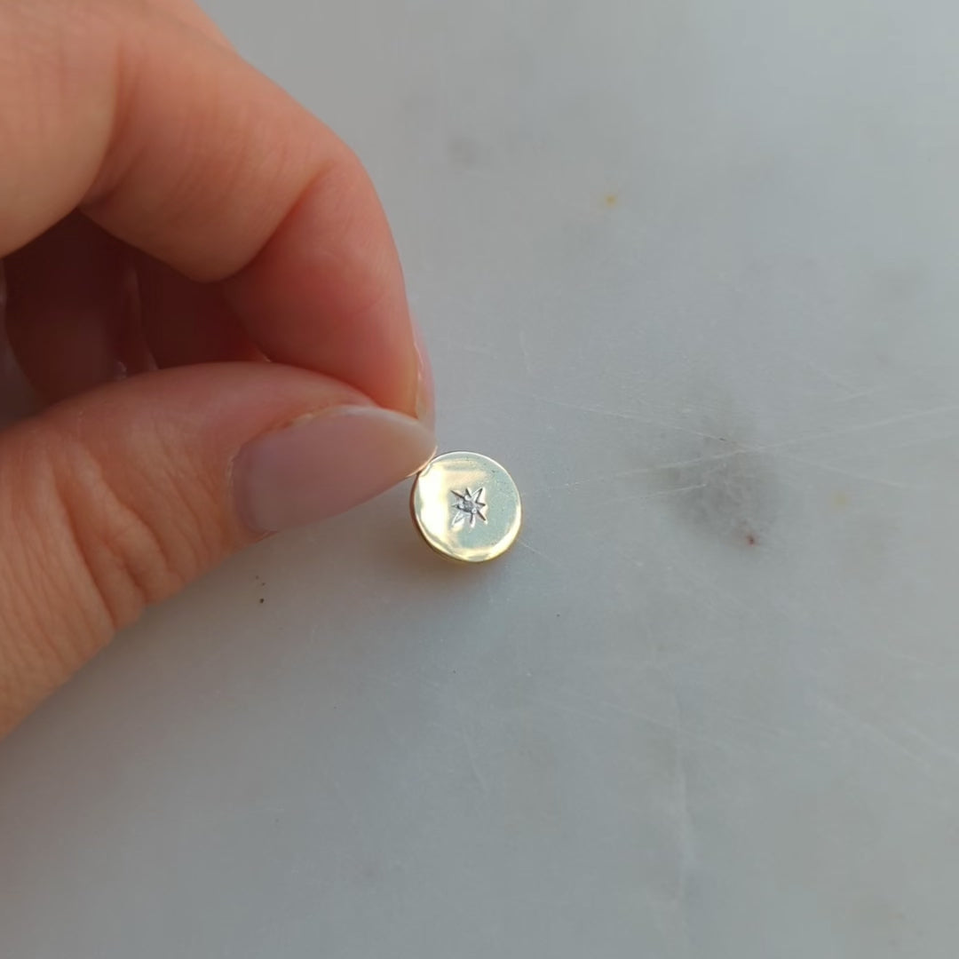 Star Set Diamond Engravable Coin Pendant