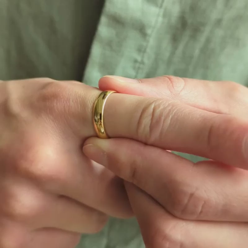 mens gold rounded band ring