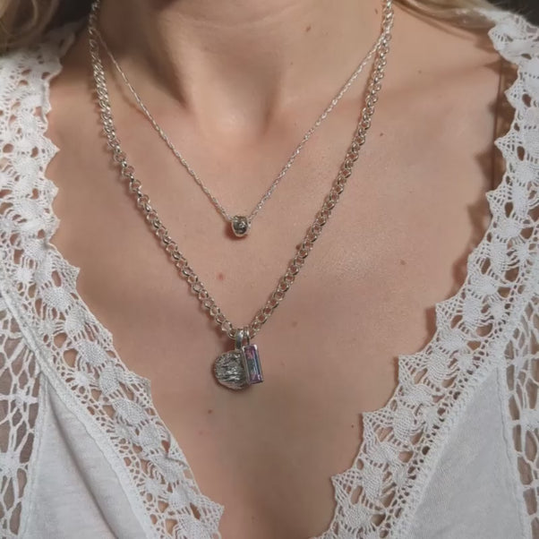 molten texture coin pendant silver