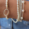 Organic pearl infinity bracelet in silver