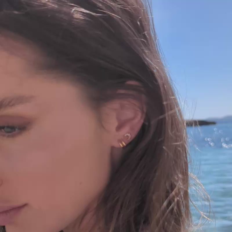 Celestial Moon Stud Earrings