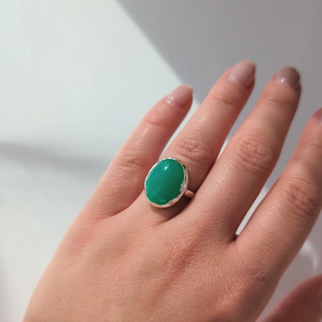 Chrysoprase Molten Statement Ring
