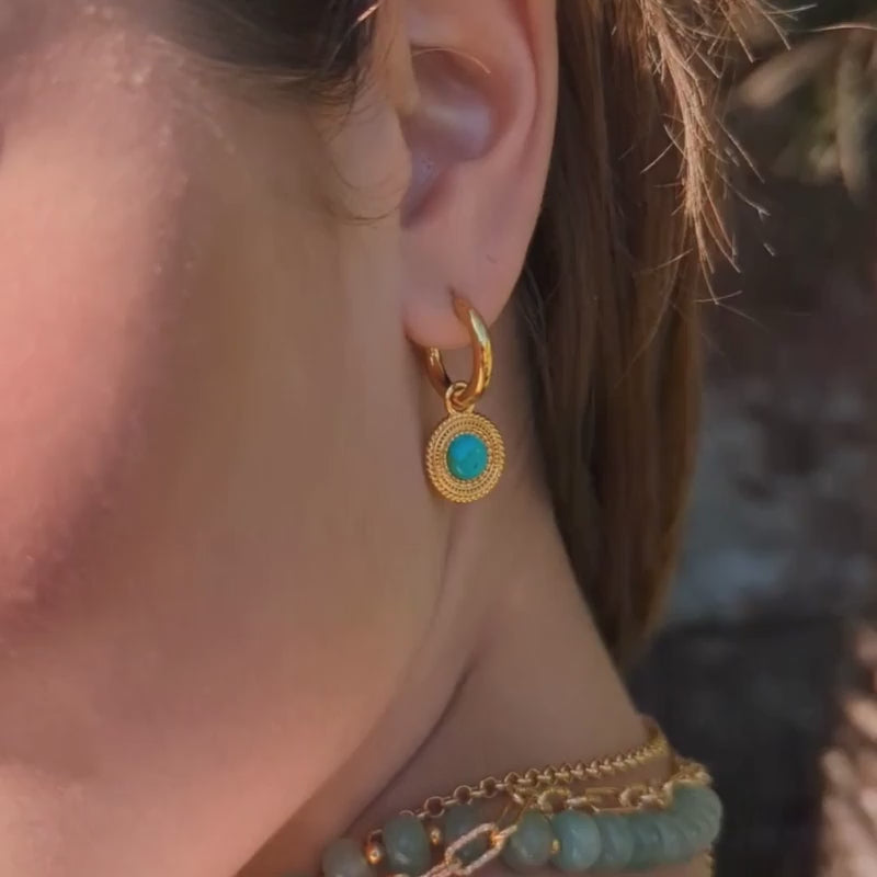 aztec turquoise hoop earrings