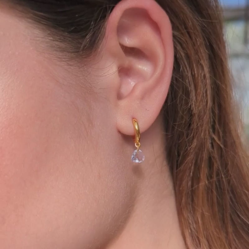 Amethyst Heart Drop Hoops