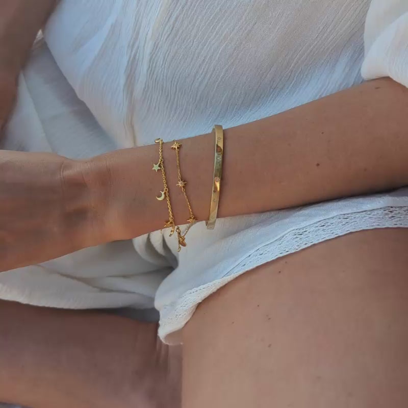 Celestial Dainty White Topaz Star Bracelet