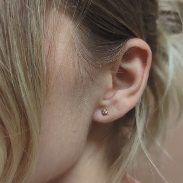 dainty topaz star stud earrings
