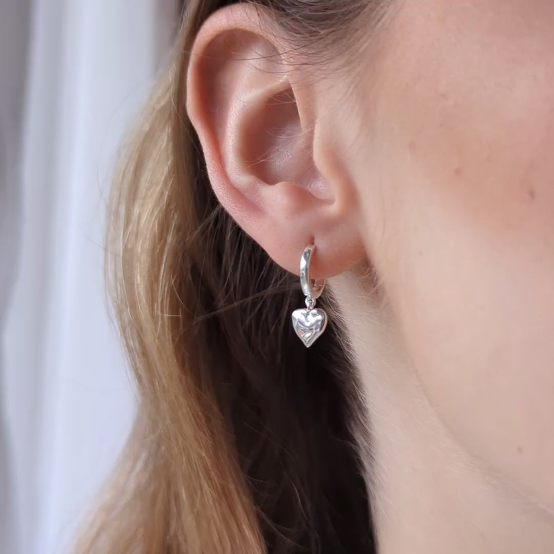 Sterling Silver heart drop earrings