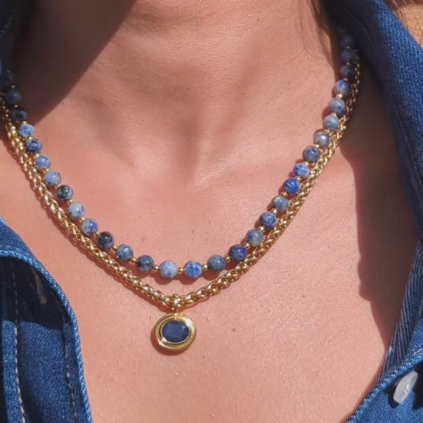 Vintage Sapphire Pendant & Spiga Chain