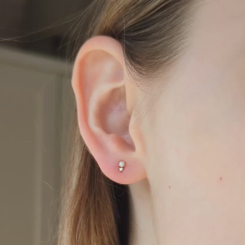 Dainty Pearl & Diamond Stud Earring