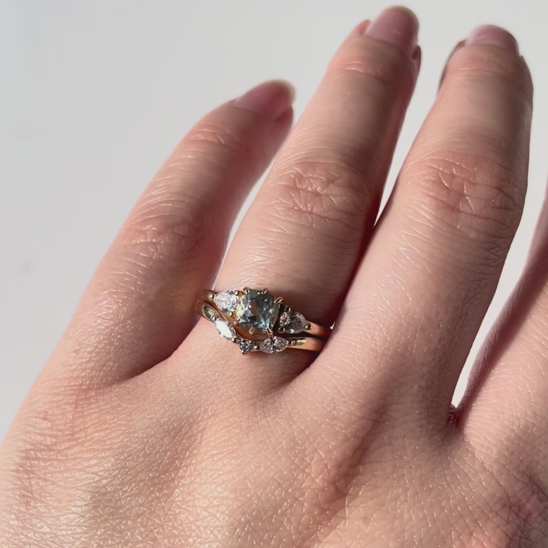 gold aquamarine diamond engagement ring