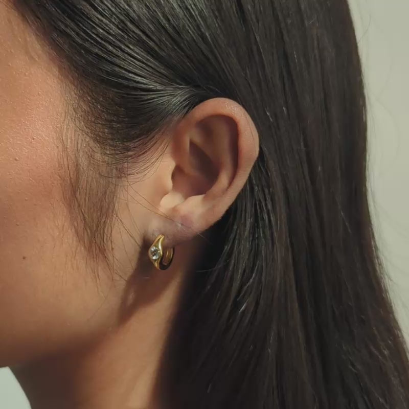 gold tapered stone earrings