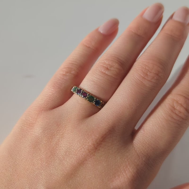 mixed gemstone solid gold vintage ring