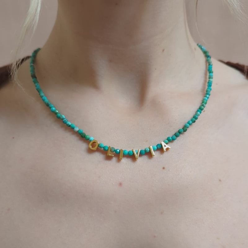 Turquoise name necklace 