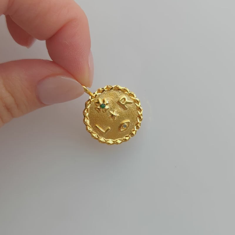 Personalised coin pendant gold