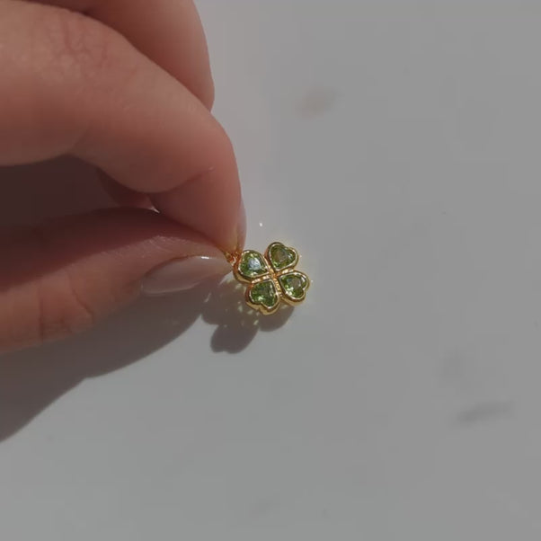 peridot four leaf clover charm