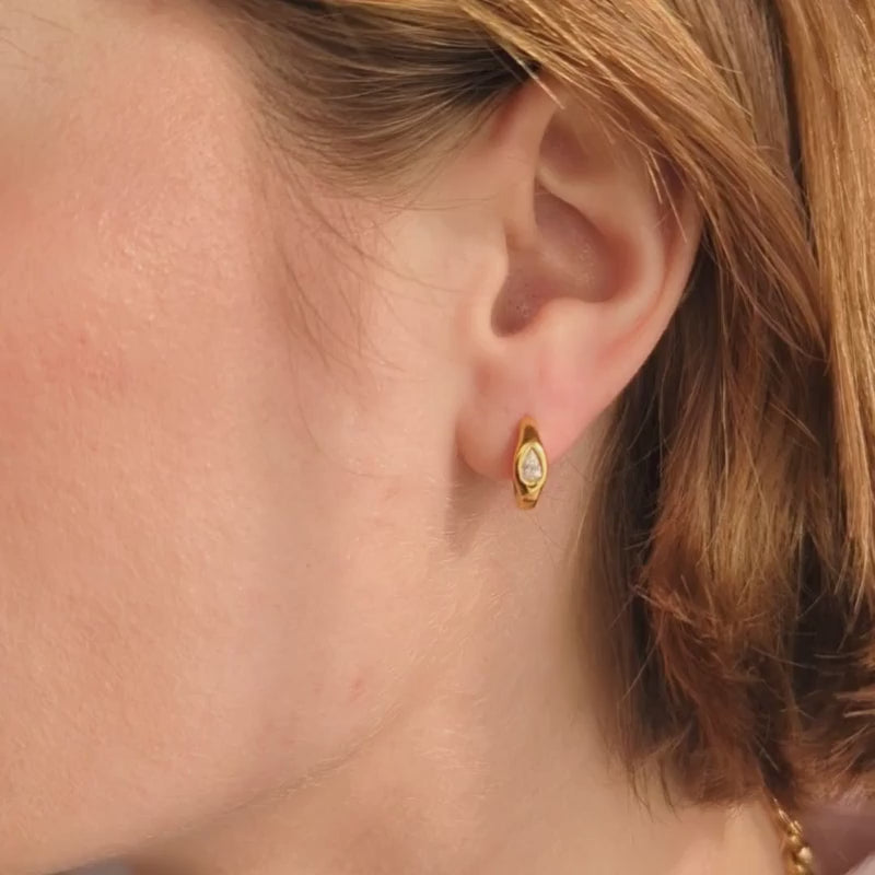 Moissanite Pear Hoop Earrings