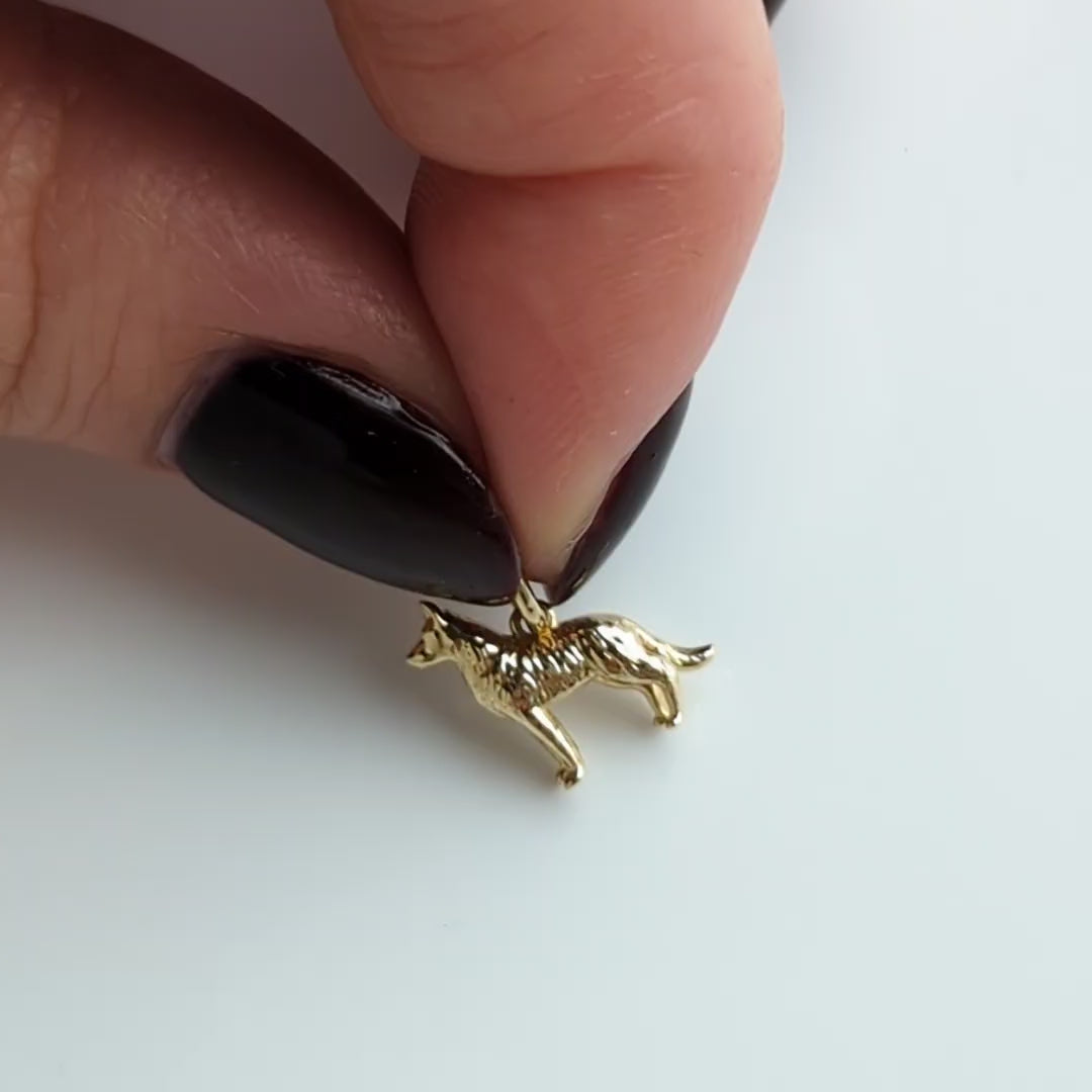 solid 9k dog charm