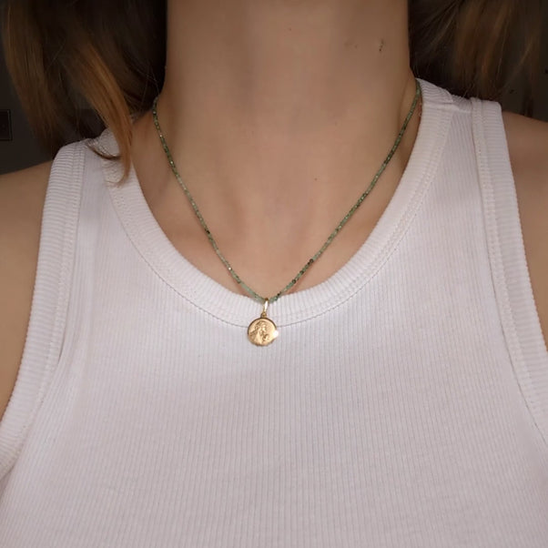 Carrie Elizabeth Emerald Necklace with Coin