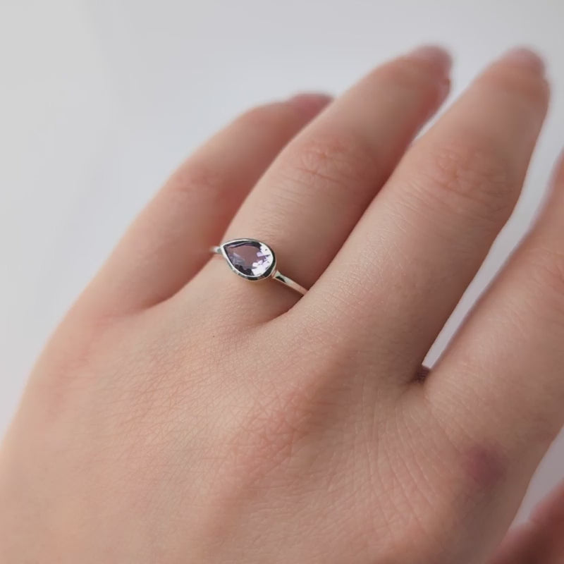 Margot Pink Amethyst Pear Ring