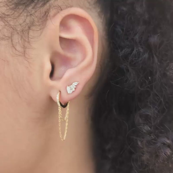 Diamond Cut Chain Huggie Hoops