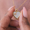 heart mother of pearl celestial love necklace in gold