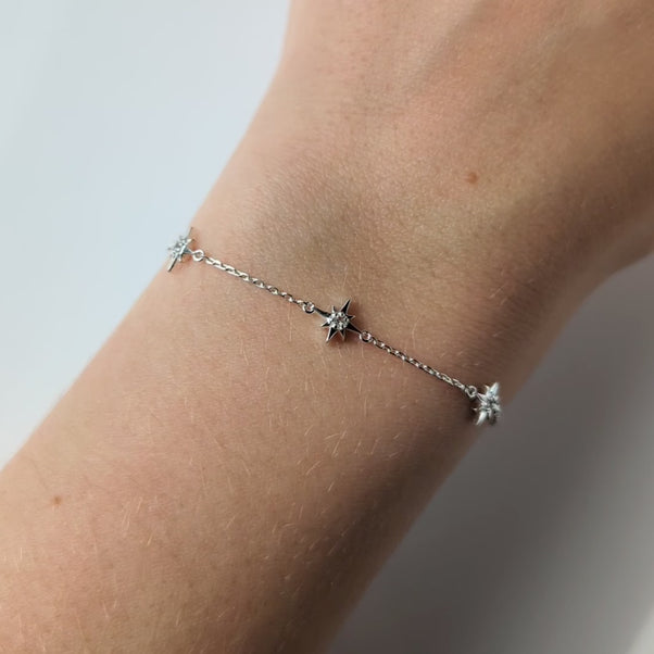 Celestial Dainty White Topaz Star Bracelet