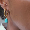turquoise molten hoop earrings in gold