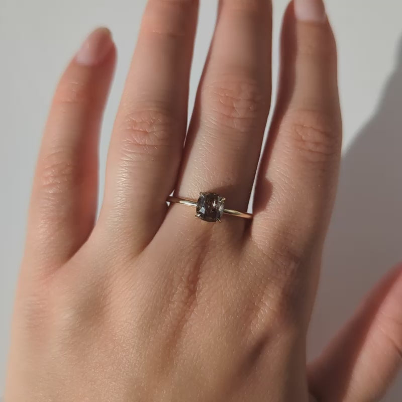 brown salt and pepper diamond ring in solid gold